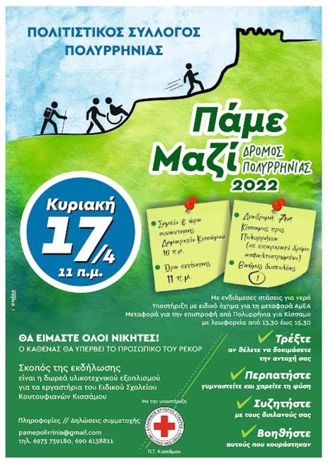 Εκδήλωση  ΠΑΜΕ ΜΑΖΙ!-Δρόμος Πολυρρηνίας.